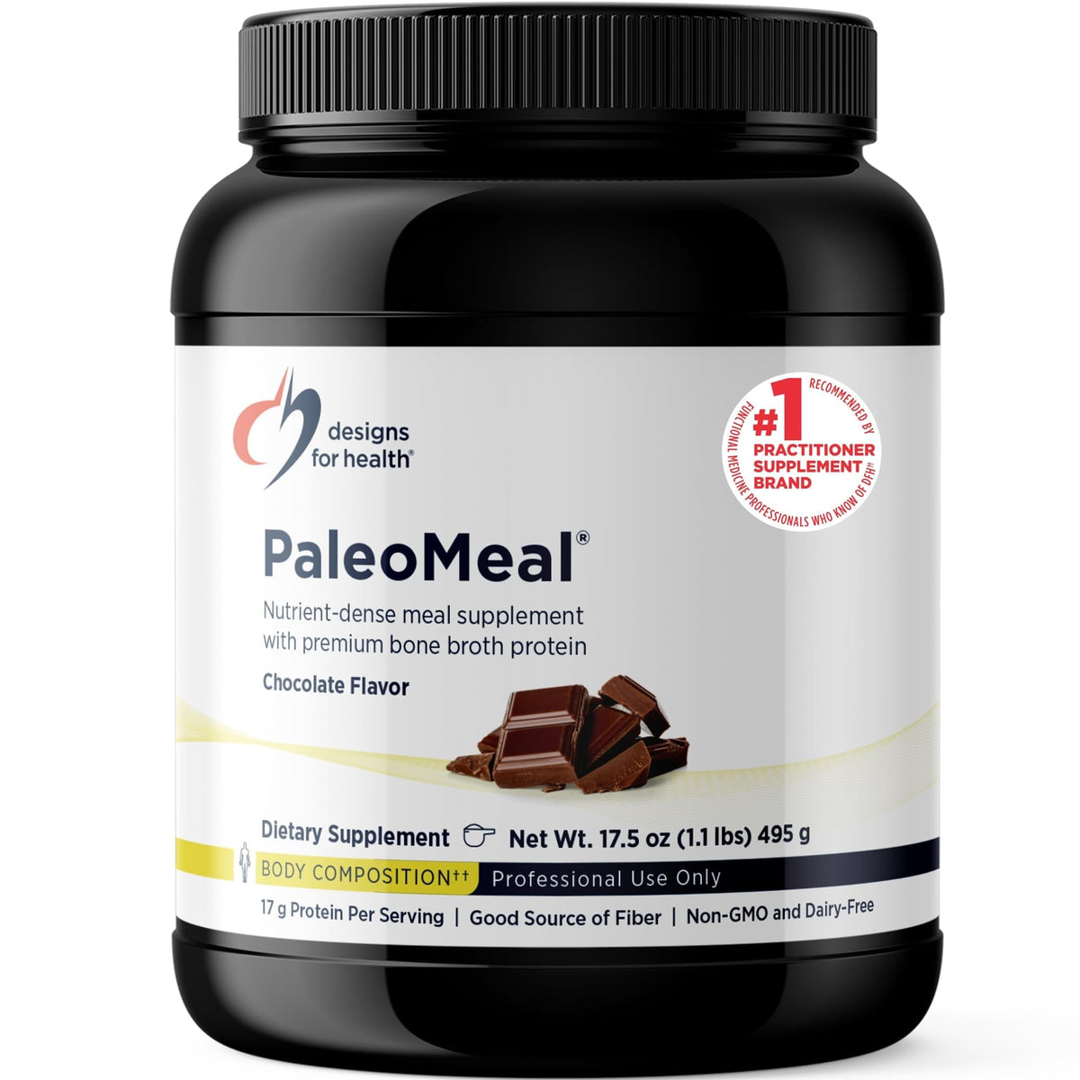 Designs for Health PaleoMeal - Bone Broth Protein Powder with 17g Protein, Meal Replacement Shake Dietary Supplement with Active Folate + Chelated Minerals, Vanilla (15 Servings / 480g)