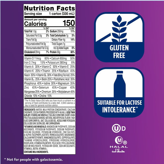 Ensure Max Protein Milk Chocolate Nutrition Shake, 30g Protein, 1g Sugar, 4g Fiber Blend, 15 Pack
