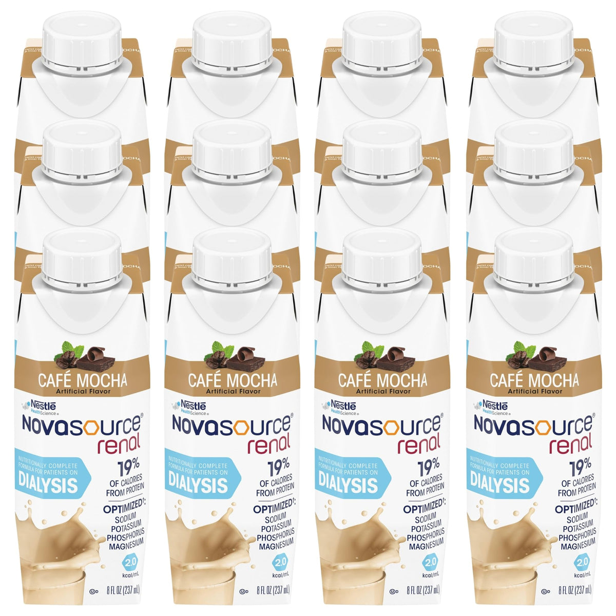 NOVASOURCE Renal Mocha Dialysis Protein Shakes, 8 Fl Oz, 24pk