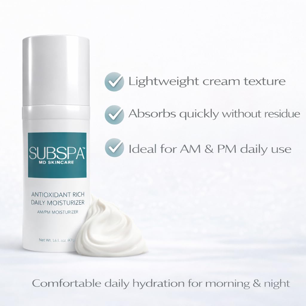 MD Skincare Antioxidant Rich Daily Moisturizer, AM/PM Face Moisturizer, Lightweight Hydrating Formula – Doctor-Developed, 1.66 Oz