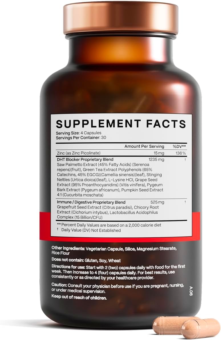 DHT Blocker - Hair Growth Supplement for Genetic Thinning for Men and Women | Guaranteed, Backed by 20 Years of Experience in Hair Loss Treatment Clinics