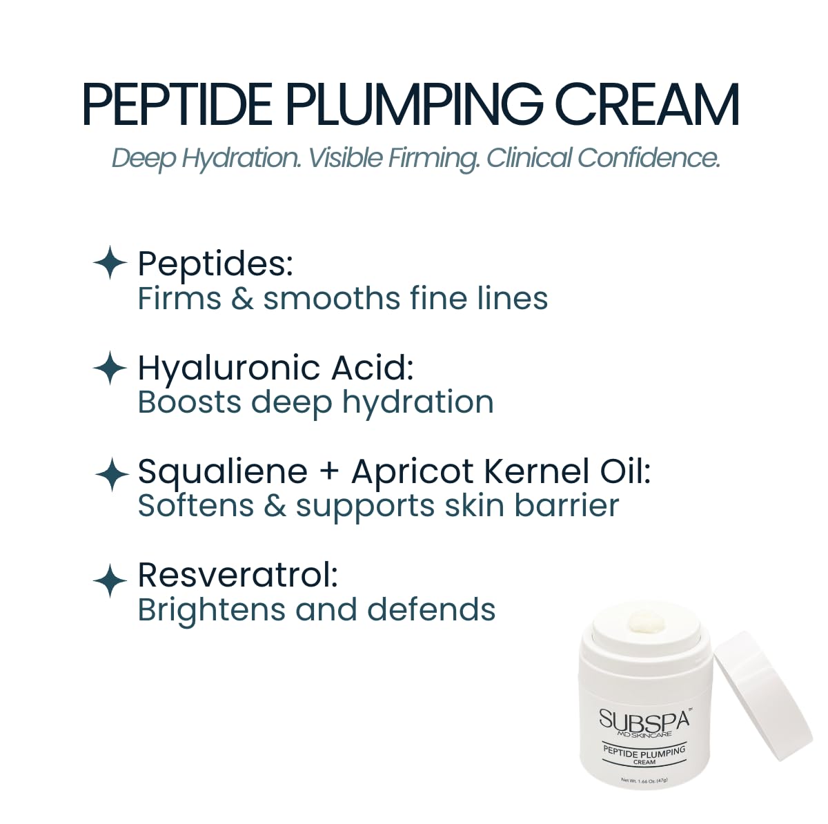 MD Peptide Plumping Cream – Doctor-Developed Anti-Aging Moisturizer with Peptides, Hyaluronic Acid & Resveratrol – Hydrates, Firms & Smooths Fine Lines – 1.66 oz
