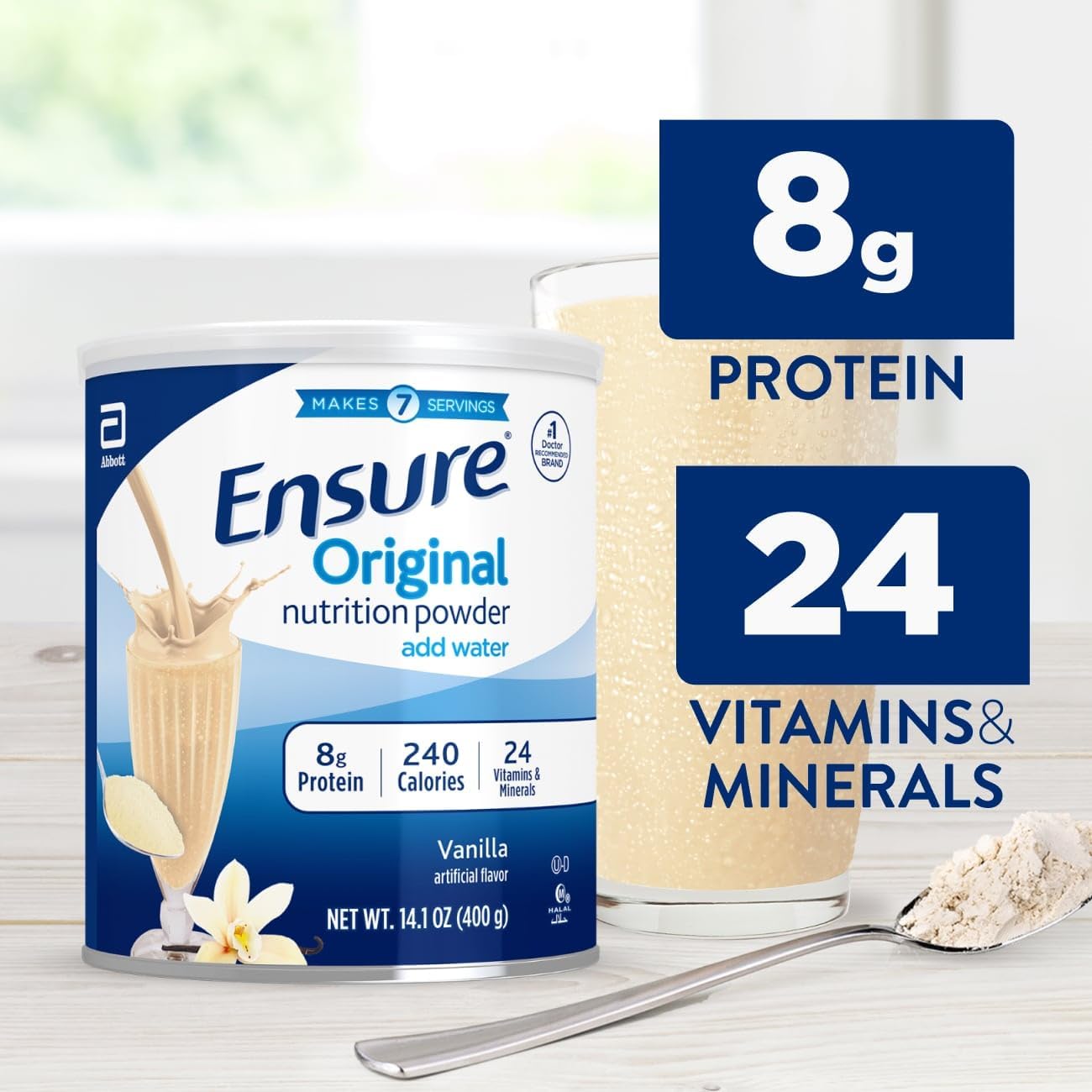 Ensure Original Vanilla Nutrition Powder, Small Meal Replacement, 3 Pack | When Mixed, Each Adult Nutritional Drink has 9g Protein, 25 Vitamins & Minerals, and 250 Calories makes 42 Nutrition Shakes