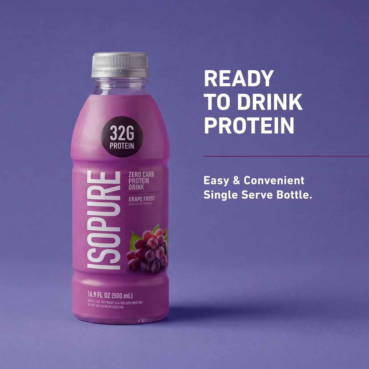 Isopure Zero Carb Clear Protein Drink, Grape Frost 12 Count