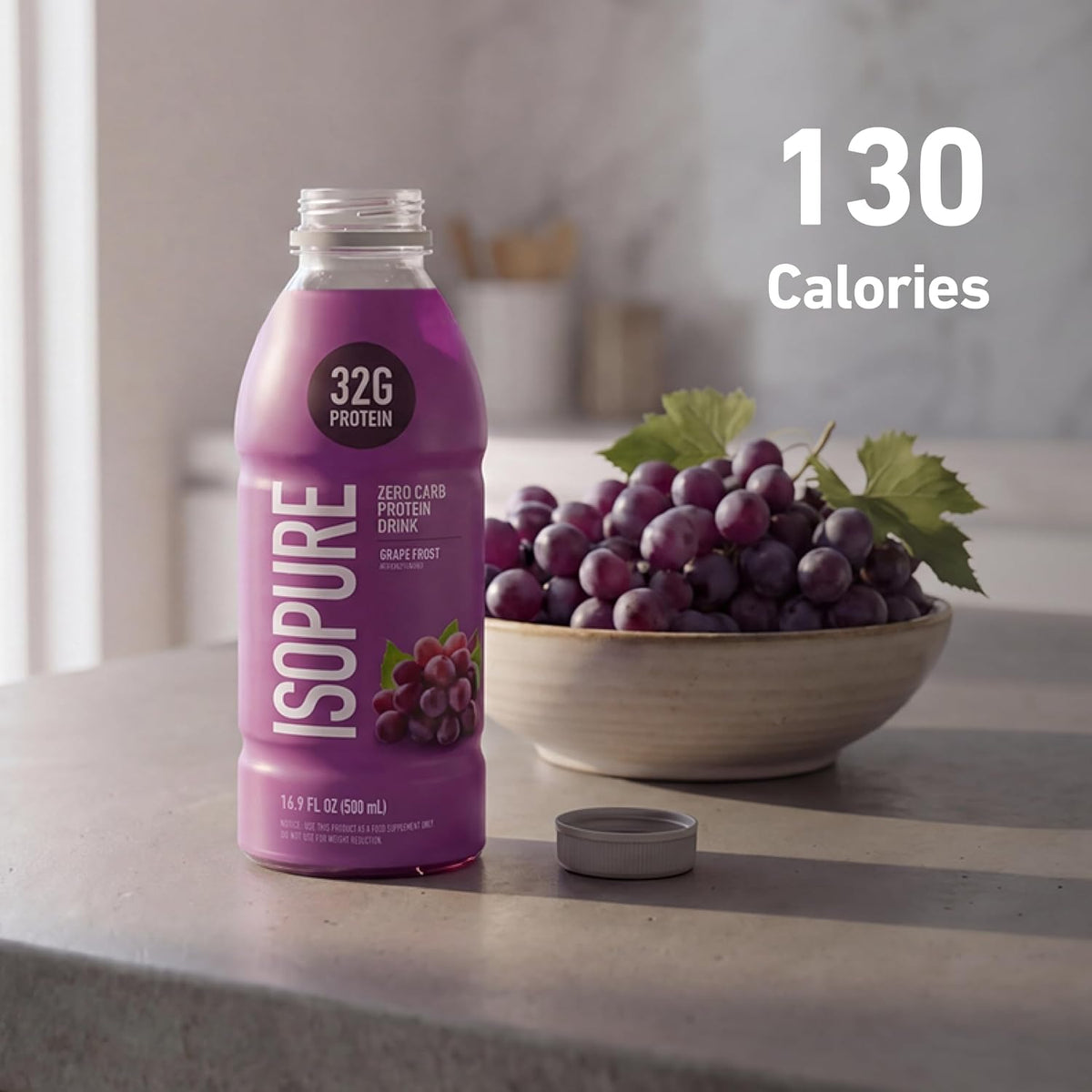 Isopure Zero Carb Clear Protein Drink, Grape Frost 12 Count