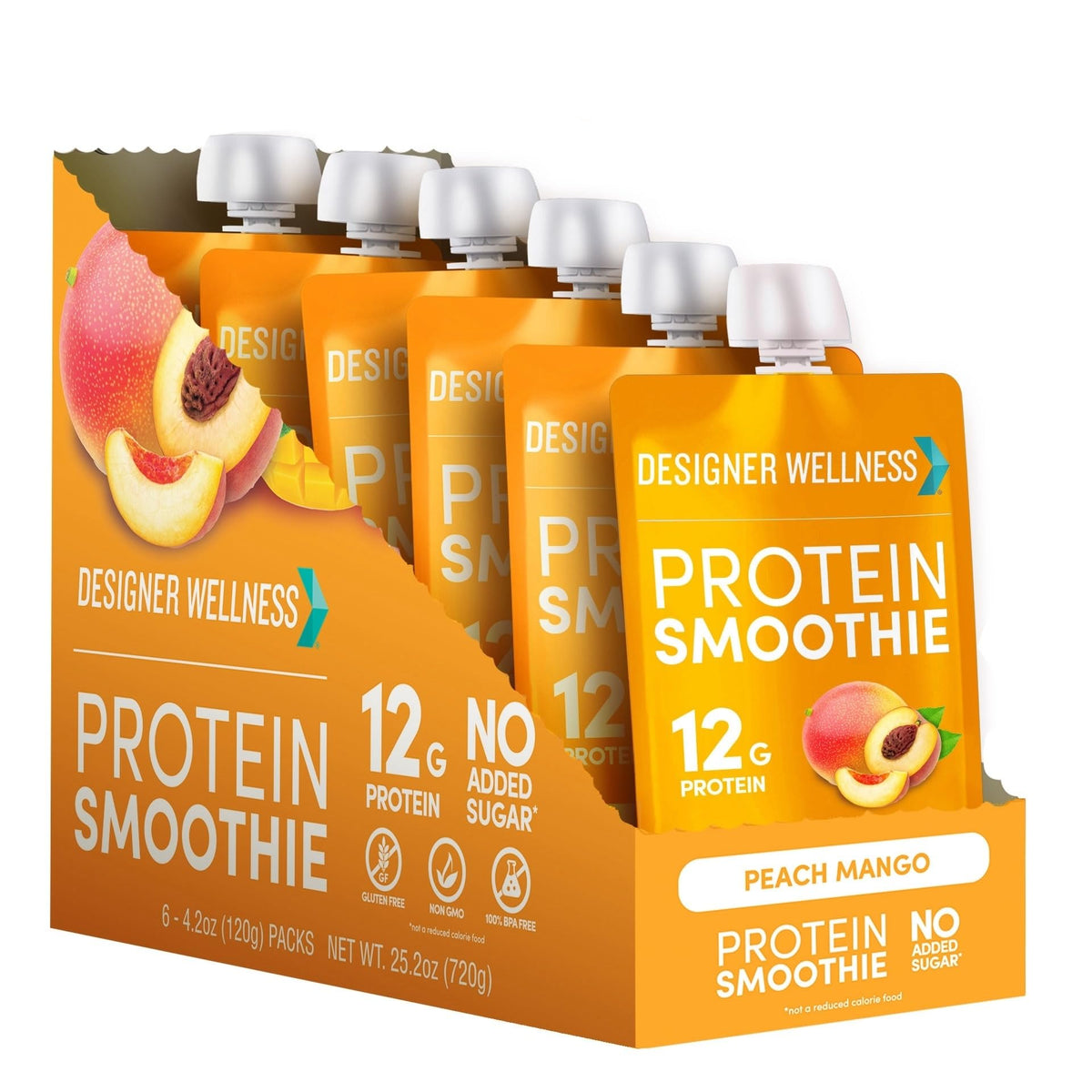Designer Wellness Protein Smoothie, Super Fruit Variety Pack, 12g Whey Protein, Real Fruit Smoothie Snack, No Added Sugar, Low Carb, Gluten-Free, Shelf-Stable Protein Pouches with MCT Oil - 12 Pack (4.2 Fl Oz each)