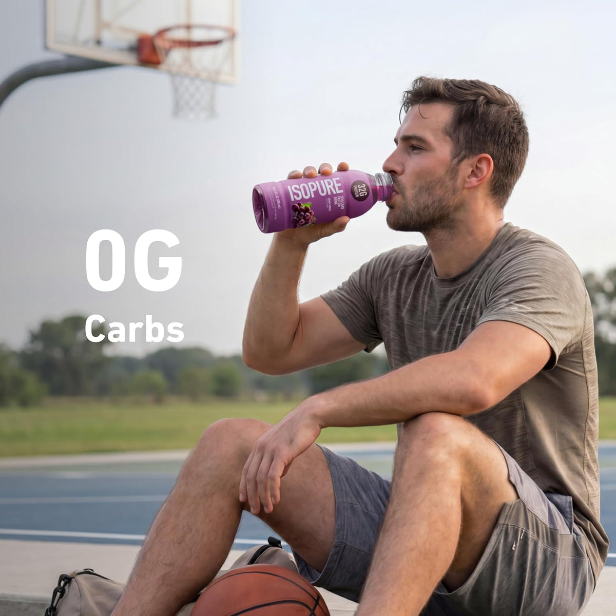 Isopure Zero Carb Clear Protein Drink, Grape Frost 12 Count