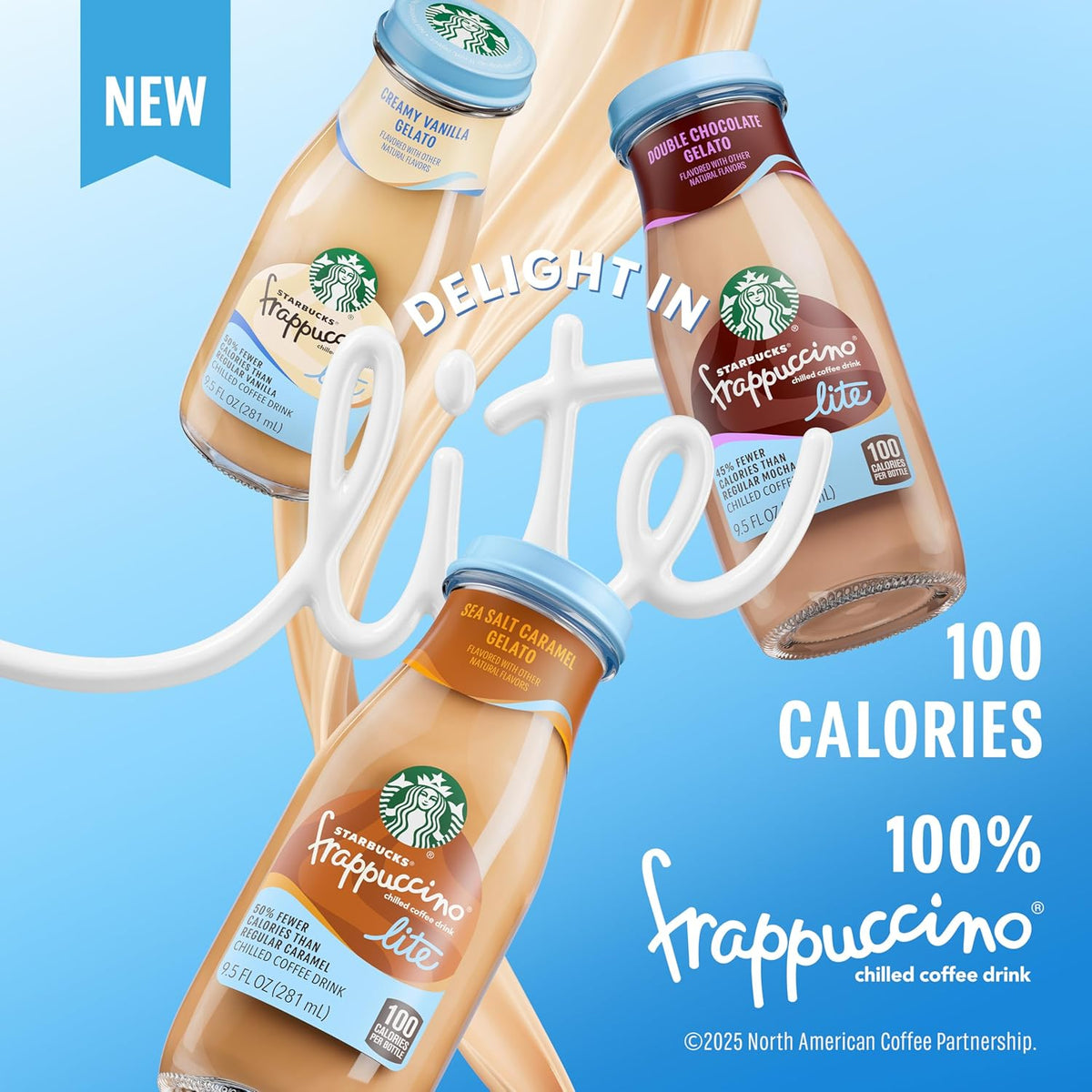 Starbucks Frappuccino Lite, Creamy Vanilla Gelato, 9.5oz Bottles (12 Pk)