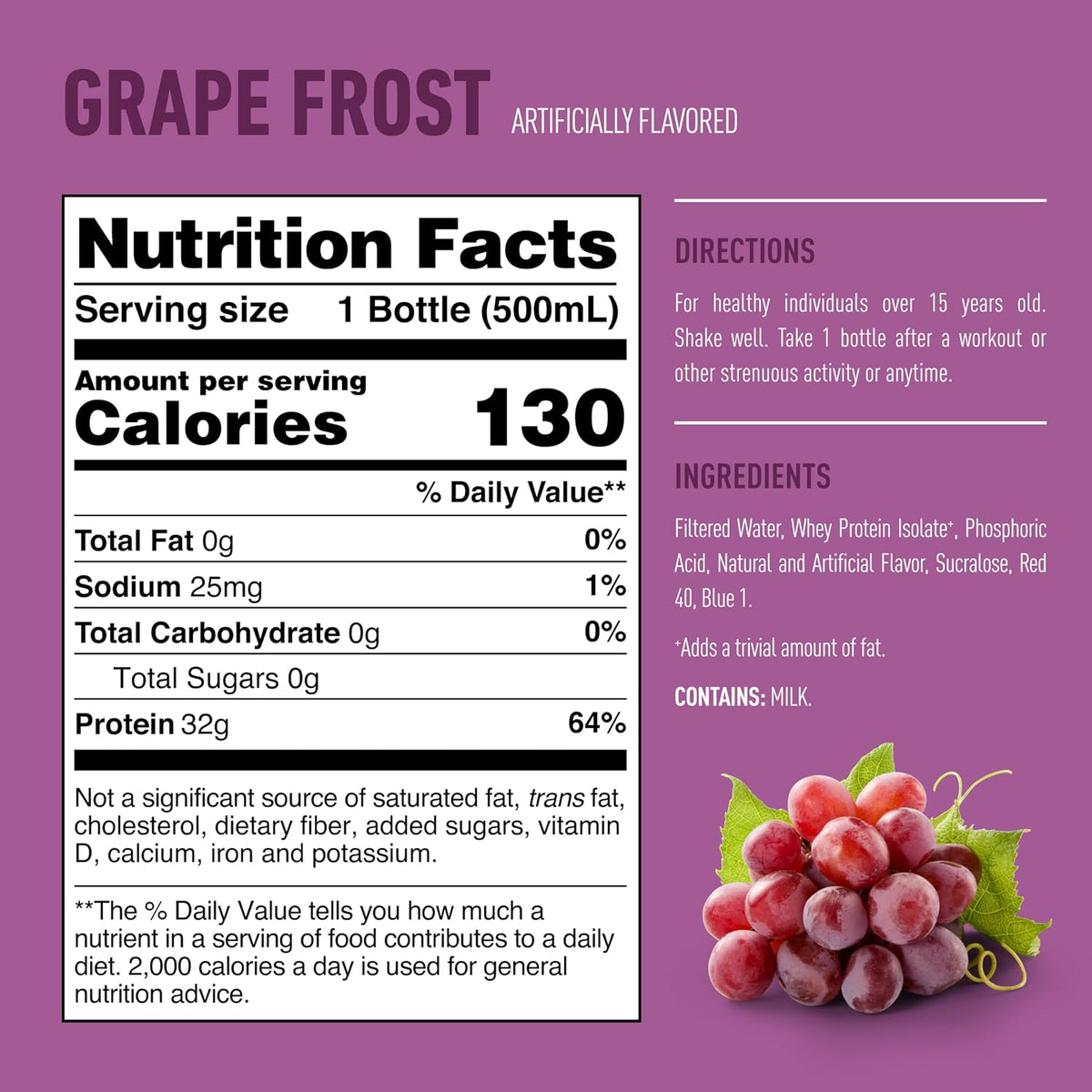 Isopure Zero Carb Clear Protein Drink, Grape Frost 12 Count