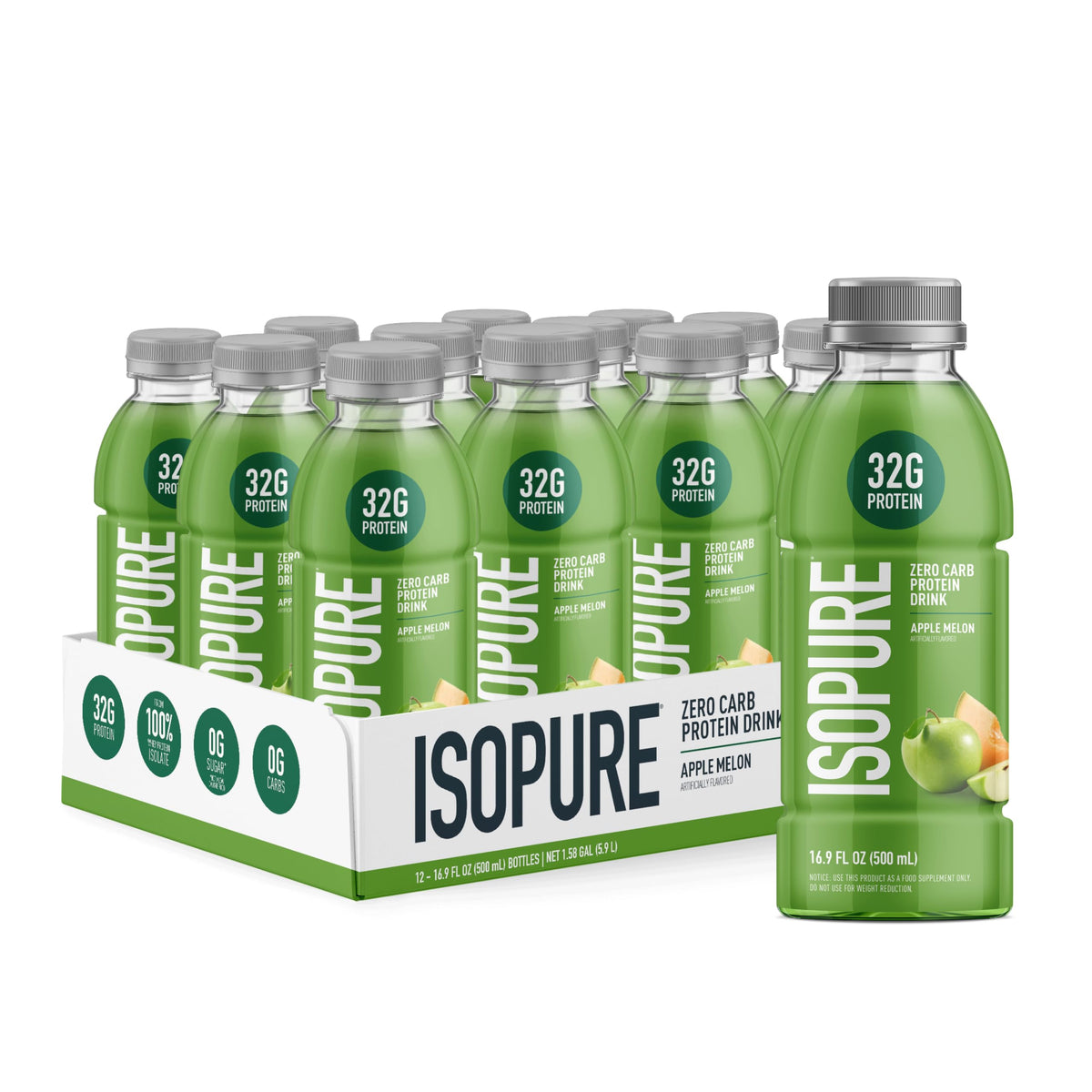 Isopure Zero Carb Clear Protein Drink, Grape Frost 12 Count