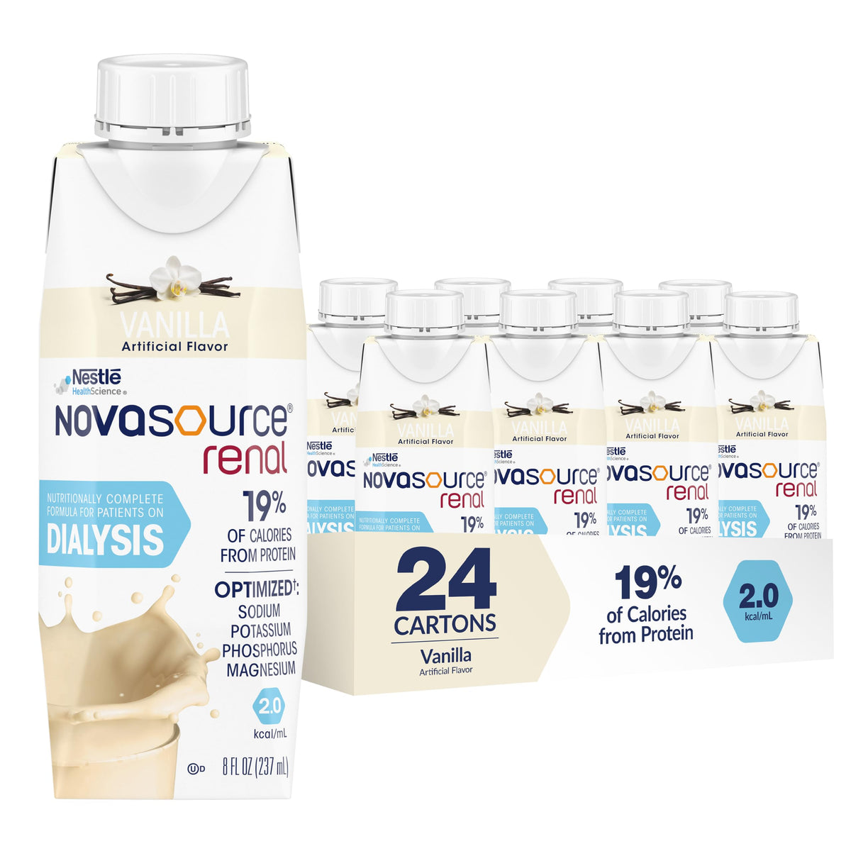 NOVASOURCE Renal Mocha Dialysis Protein Shakes, 8 Fl Oz, 24pk