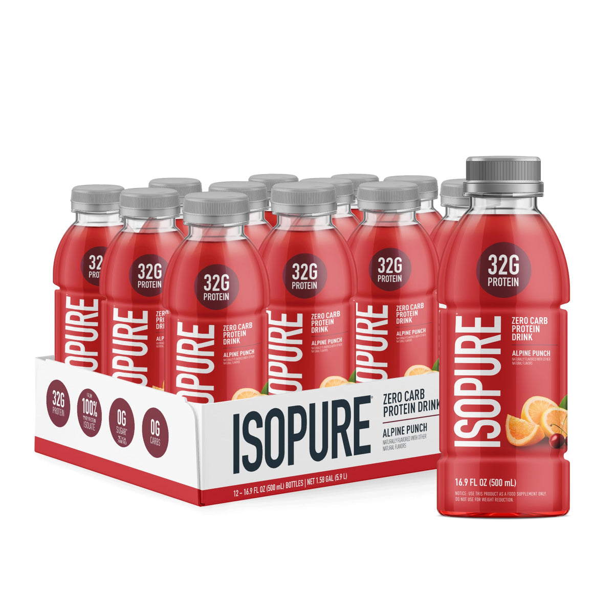 Isopure Zero Carb Clear Protein Drink, Grape Frost 12 Count