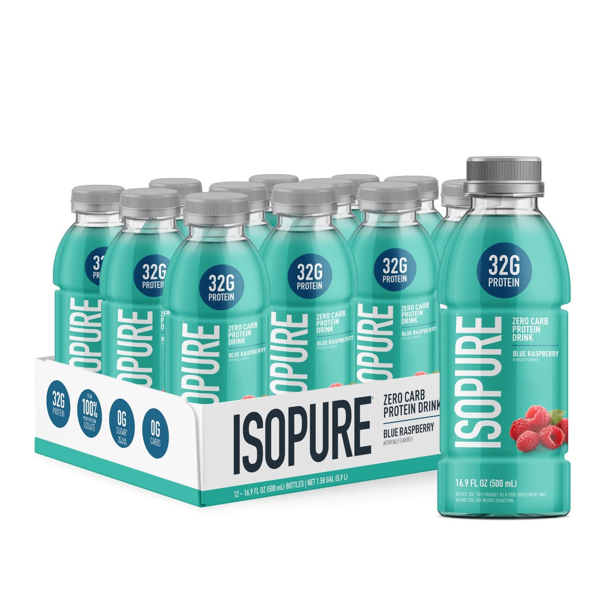 Isopure Zero Carb Clear Protein Drink, Grape Frost 12 Count