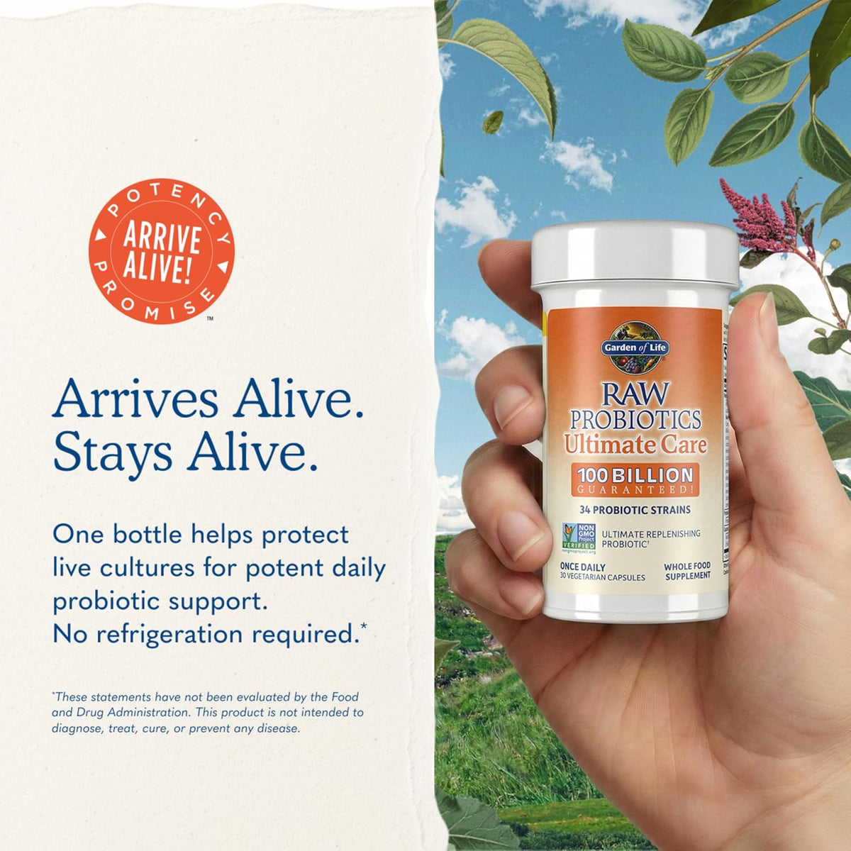 Garden of Life Raw Probiotics Ultimate Care, 100 B CFU, Shelf Stable, 30ct