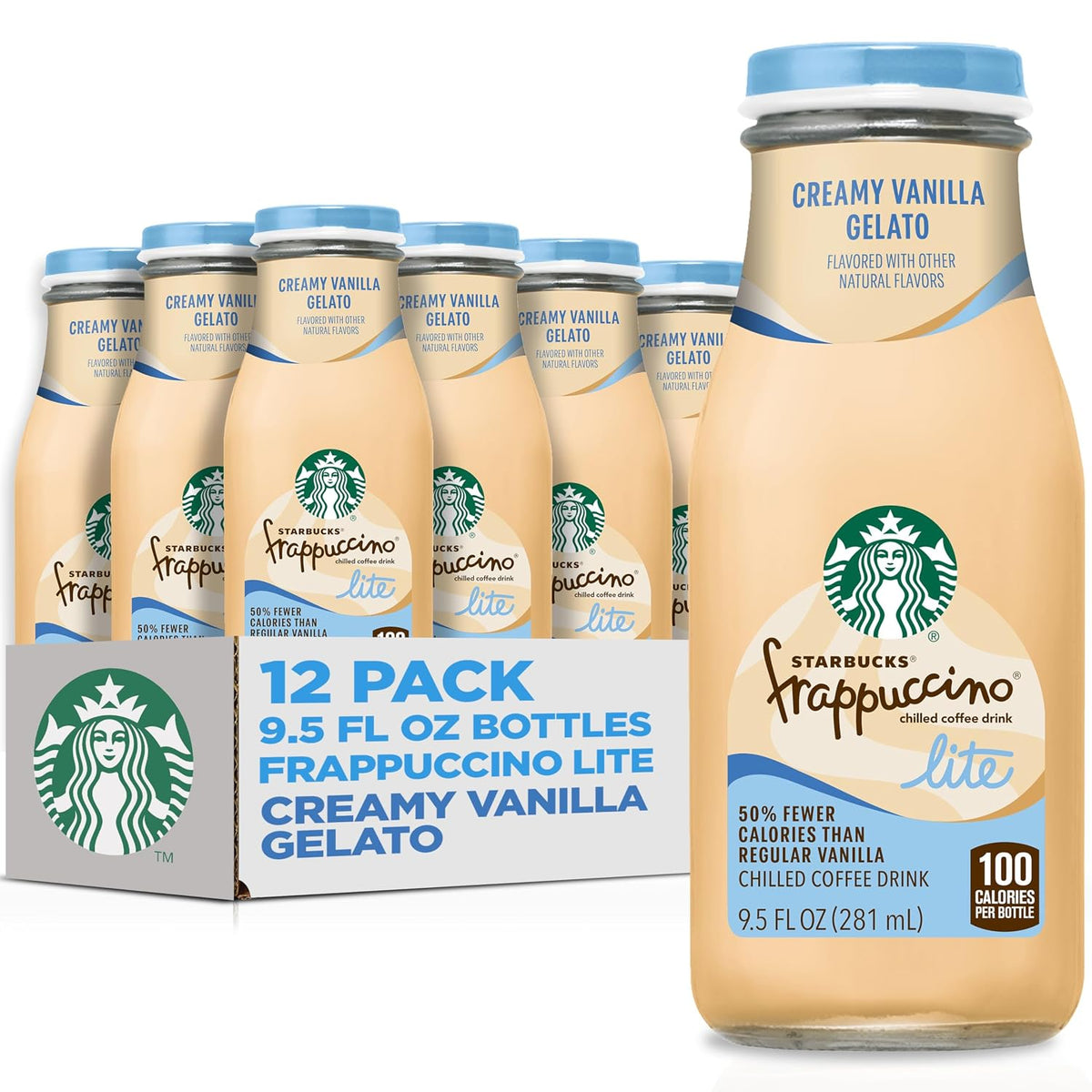 Starbucks Frappuccino Lite, Creamy Vanilla Gelato, 9.5oz Bottles (12 Pk)