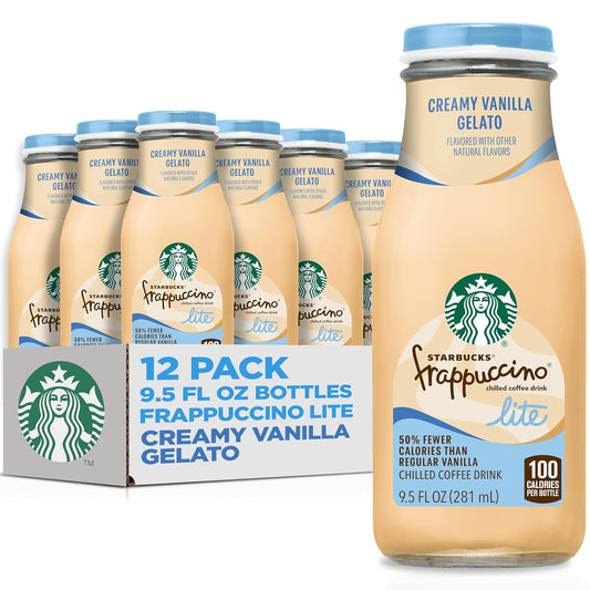 Starbucks Frappuccino Lite, Creamy Vanilla Gelato, 9.5oz Bottles (12 Pk)
