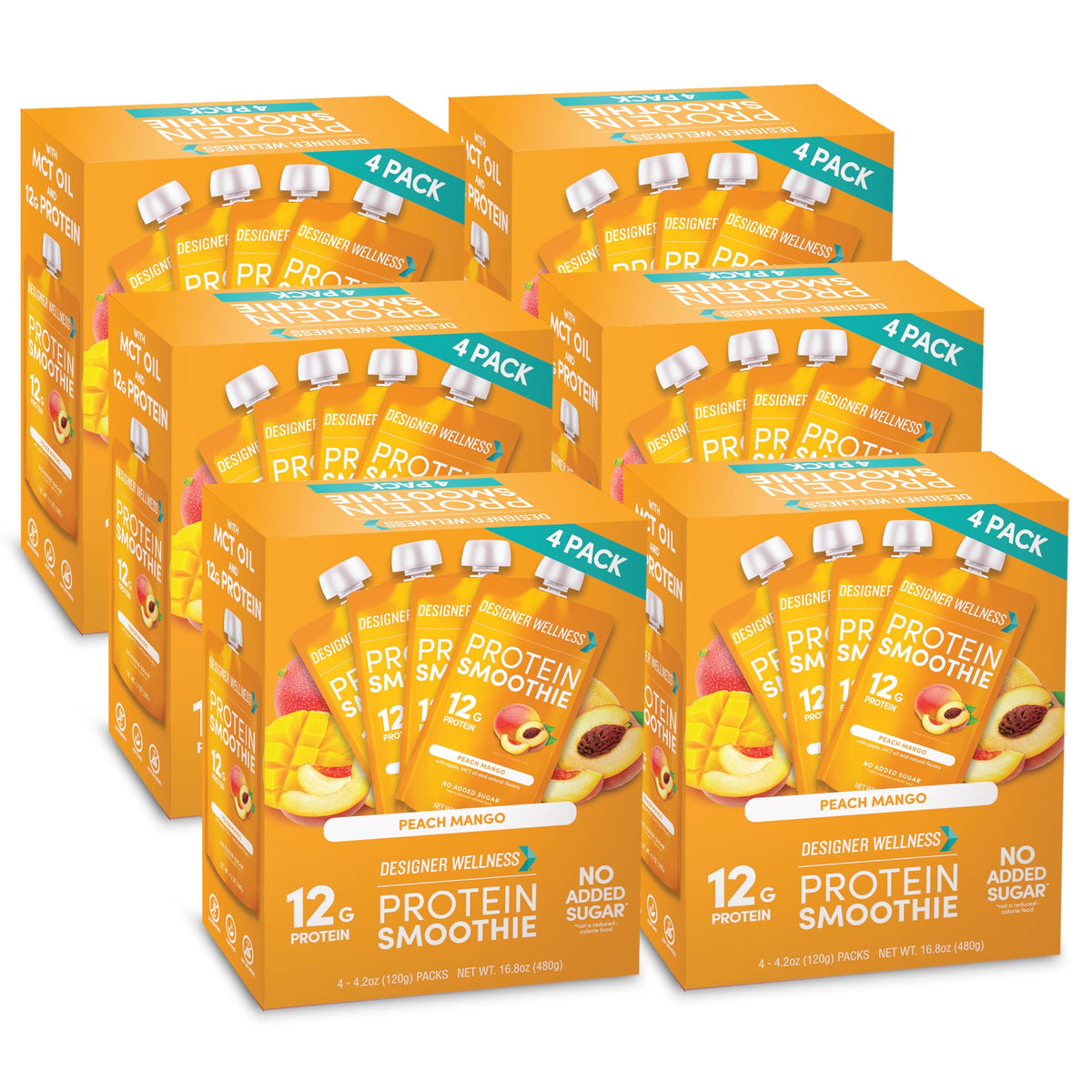 Designer Wellness Protein Smoothie, Super Fruit Variety Pack, 12g Whey Protein, Real Fruit Smoothie Snack, No Added Sugar, Low Carb, Gluten-Free, Shelf-Stable Protein Pouches with MCT Oil - 12 Pack (4.2 Fl Oz each)